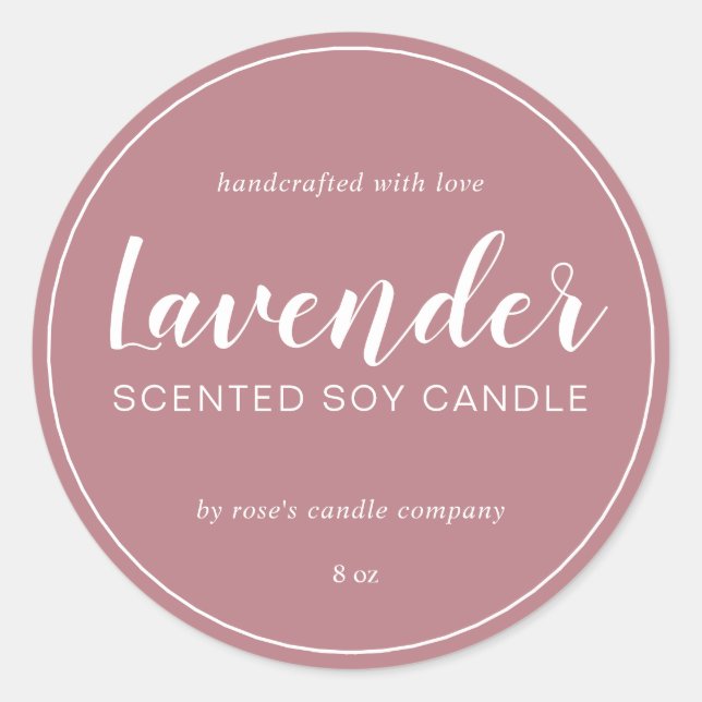 Sticker Rond Chandelle de Soy fait maison Chic Calligraphie Ros (Devant)