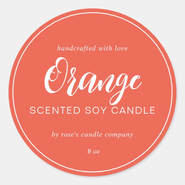 Sticker Rond Chandelle de Soy maison Chic Calligraphie rouge or (Devant)