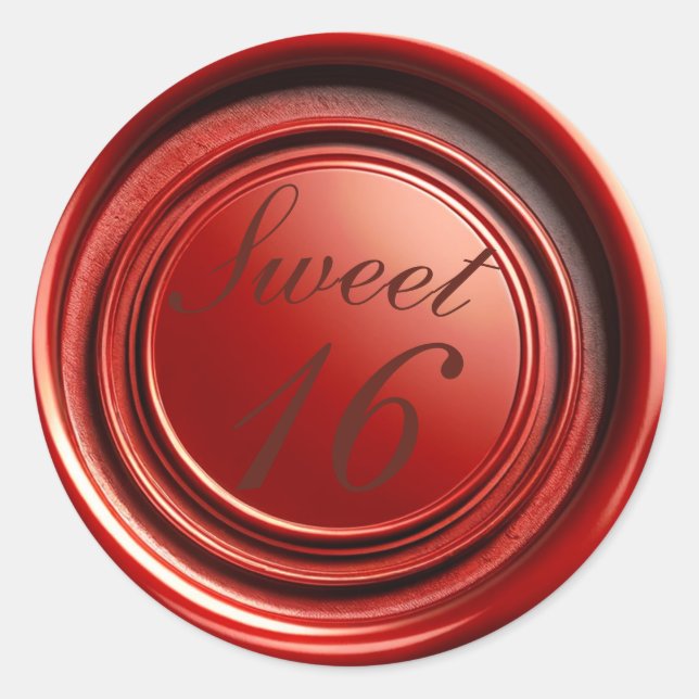 Sticker Rond Chandelle rouge Wax Seal Drip Sweet 16 Mariage (Devant)