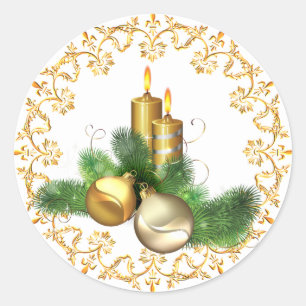 Sticker Rond Chandelles Dorées Avec Guirlande Élégante