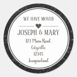 Sticker Rond Changement d'adresse en marbre noir