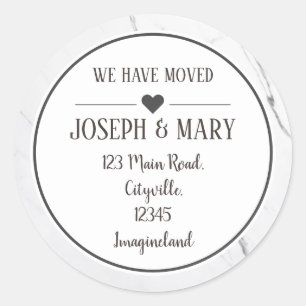 Sticker Rond Changement d'adresse le marbre blanc de Carrare