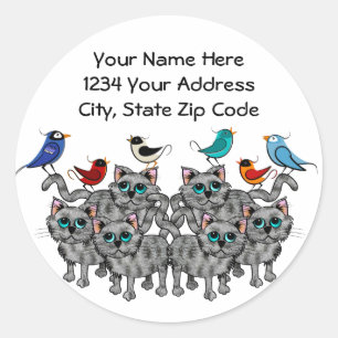 Sticker Rond Chanson Oiseaux & Chats