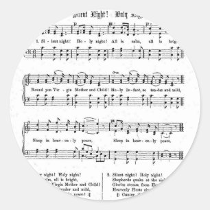 STICKER ROND CHANSON SAINTE DE NOËL DE MUSIQUE DE FEUILLE DE