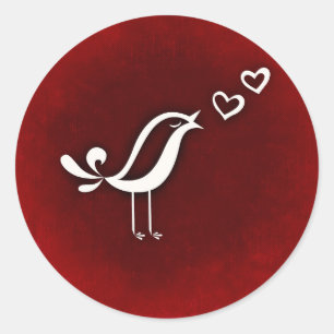 Sticker Rond Chant aux oiseaux mignons Amour Saint-Valentin