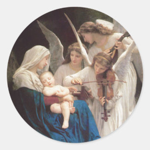Sticker Rond Chant des Anges (1881) par Bouguereau