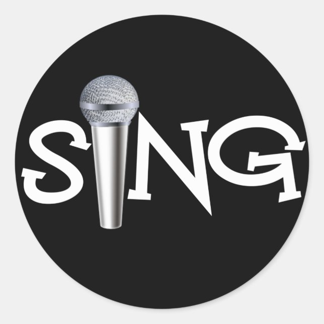 Sticker Rond Chanter avec microphone (Devant)