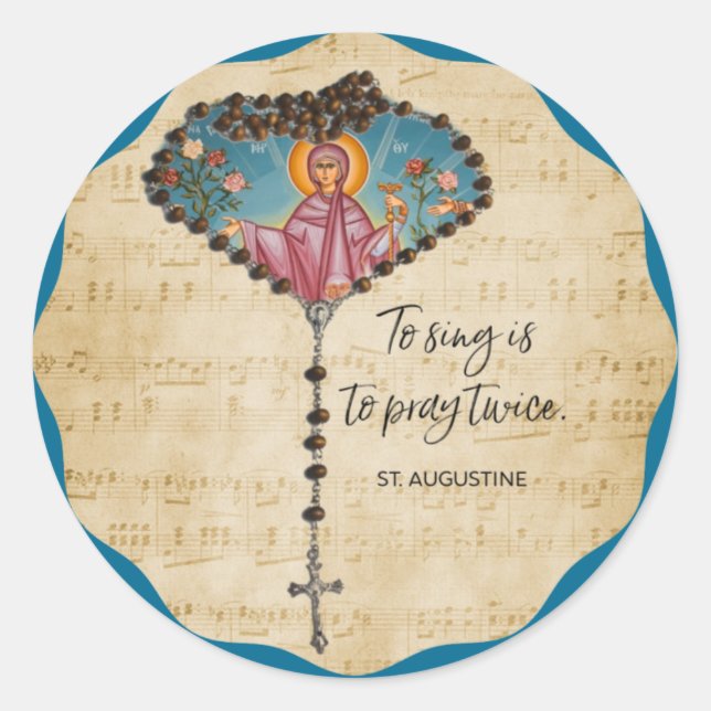 Sticker Rond Chanter c'est prier deux fois saint Augustin Relig (Devant)