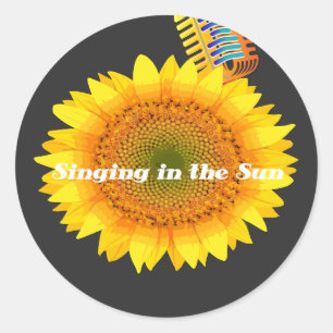 Sticker Rond Chanter dans l'autocollant de coeur soleil-tournes