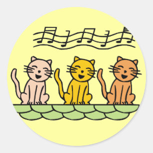 Sticker Rond Chanter des chats Tshirts et cadeaux