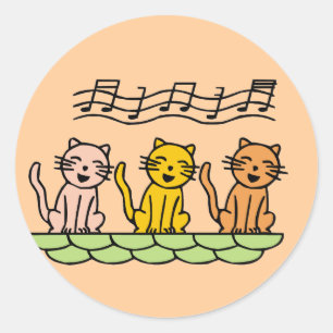 Sticker Rond Chanter des chats Tshirts et cadeaux