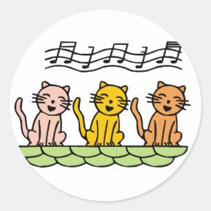 Sticker Rond Chanter des chats Tshirts et cadeaux