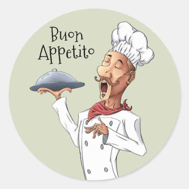 Sticker Rond Chanter le chef italien (Devant)