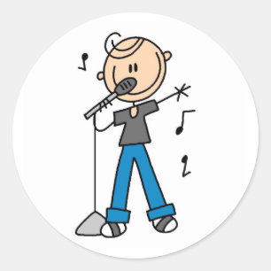 Sticker Rond Chanteur d'étoile sur l'autocollant de microphone