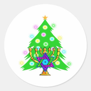 Sticker Rond Chanukkah et la carte de Noël