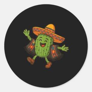Sticker Rond Chapeau Cactus Cinco De Mayo _1