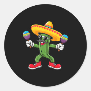 Sticker Rond Chapeau Cactus Cinq De Mayo Fête Mexicaine Cactus