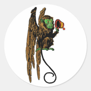 Sticker Rond Chapeau de singe volant maléfique de l'assistant v