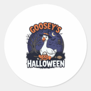 Sticker Rond Chapeau de sorcière citrouille d'oie Halloween de