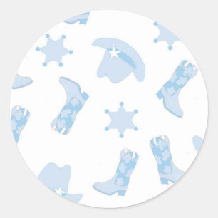 Sticker Rond Chapeaux de cowboy bleus Bottes de cowboy Garçons