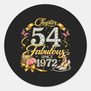 Sticker Rond Chapitre 54 Fabuleux depuis 1972 Floral 54ème