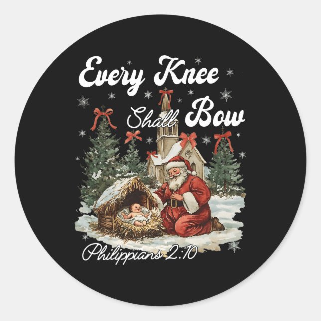 Sticker Rond Chaque genou Bow Noël chrétien (Devant)