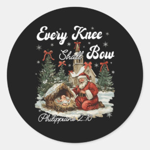 Sticker Rond Chaque genou Bow Noël chrétien
