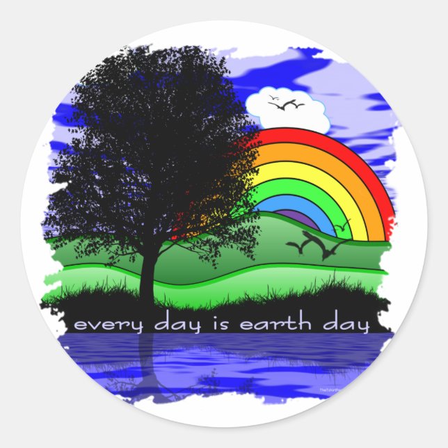 Sticker Rond Chaque jour est Jour des terres (Devant)