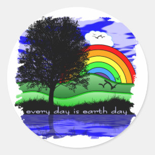 Sticker Rond Chaque jour est Jour des terres
