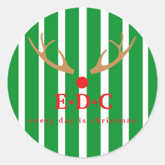 Sticker Rond Chaque jour est Noël rayé