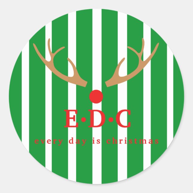Sticker Rond Chaque jour est Noël rayé (Devant)