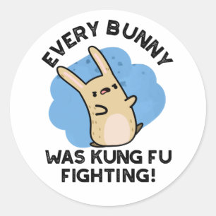 Sticker Rond Chaque Lapin Était Kung Fu Combattre Un Jeu De Lap