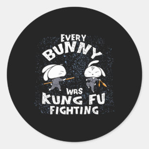 Sticker Rond Chaque lapin faisait du kung-fu en karaté ninja de