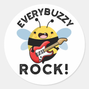 Sticker Rond Chaque Rock Buzzy Funny Musique Bee Pun