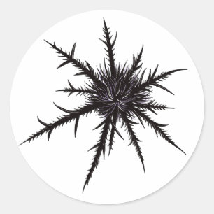 Sticker Rond Charbon sec épines Sharp Art botanique gothique