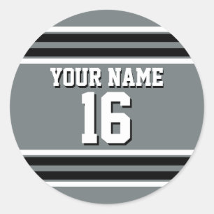 Sticker Rond Charcoal Black Wht Team Jersey Numéro personnalisé
