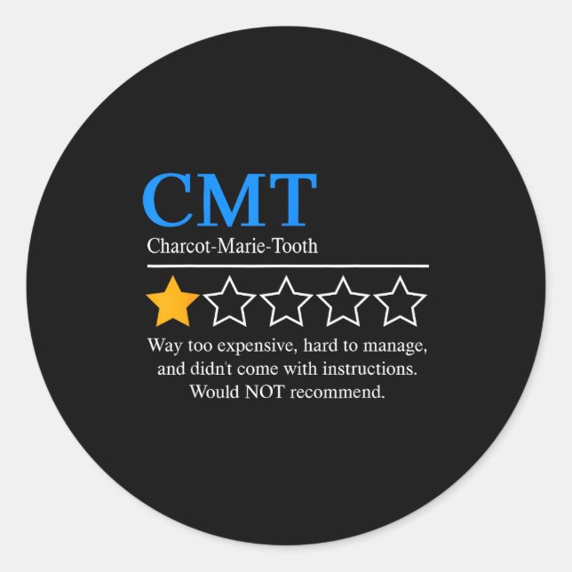 Sticker Rond Charcot Marie Tooth Disease Awareness Cmt Not Reco (Devant)