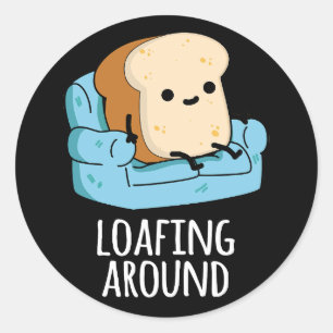 Sticker Rond Chargement Autour De Drôle Pain Pun Foncé BG