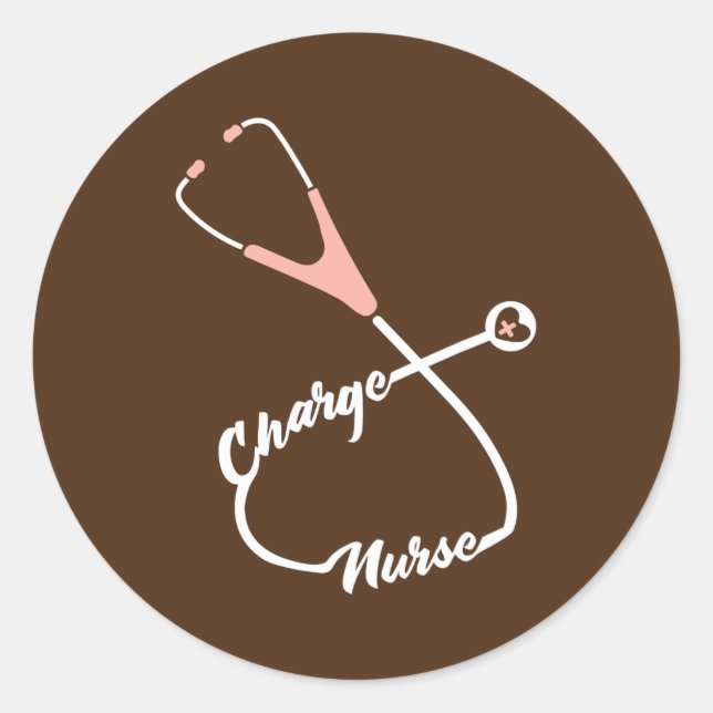 Sticker Rond Charger Infirmière Stethoscope Infirmière (Devant)
