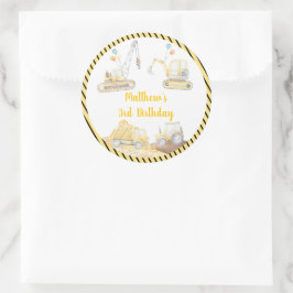 Sticker Rond Chariot de canalisation de construction Anniversai