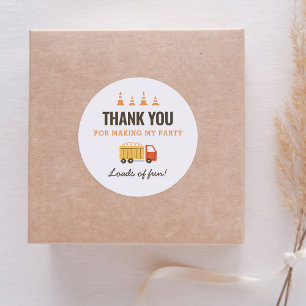 Sticker Rond Chariot de construction Fête d'anniversaire Classi