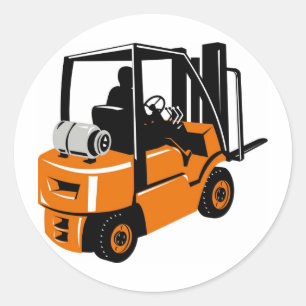 Sticker Rond chariot élévateur rétro