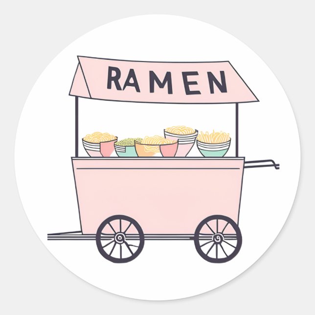Sticker Rond Chariot ramen mignon (Devant)