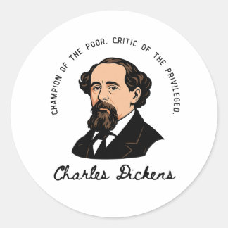 Sticker Rond Charles Dickens - Champion des pauvres