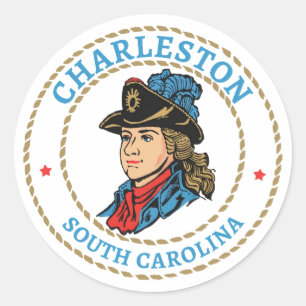 Sticker Rond Charleston Caroline du Sud Colonial