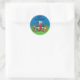 Sticker Rond Charlie Brown et Gang Halloween
