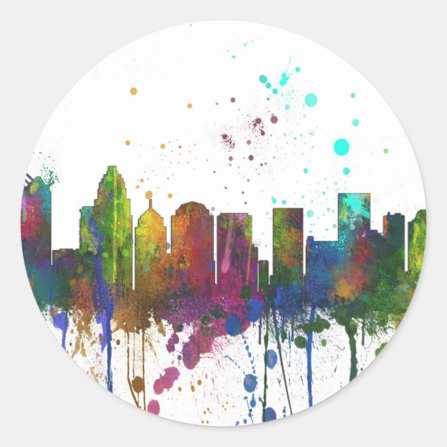 STICKER ROND CHARLOTTE, SKYLINE DE LA CAROLINE DU NORD (Devant)