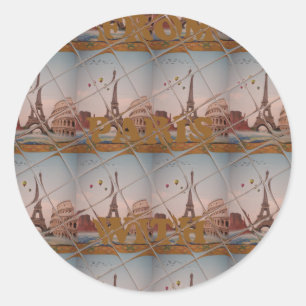 Sticker Rond Charme De Paris Avec Amour J'aime Paris Design