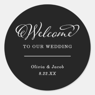 Sticker Rond Charme mariage Accueil de la calligraphie noire