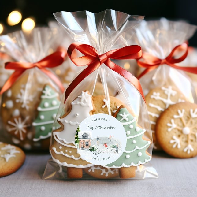 Sticker Rond Charme rustique d'hiver | Noël familial des Fêtes (Créateur téléchargé)